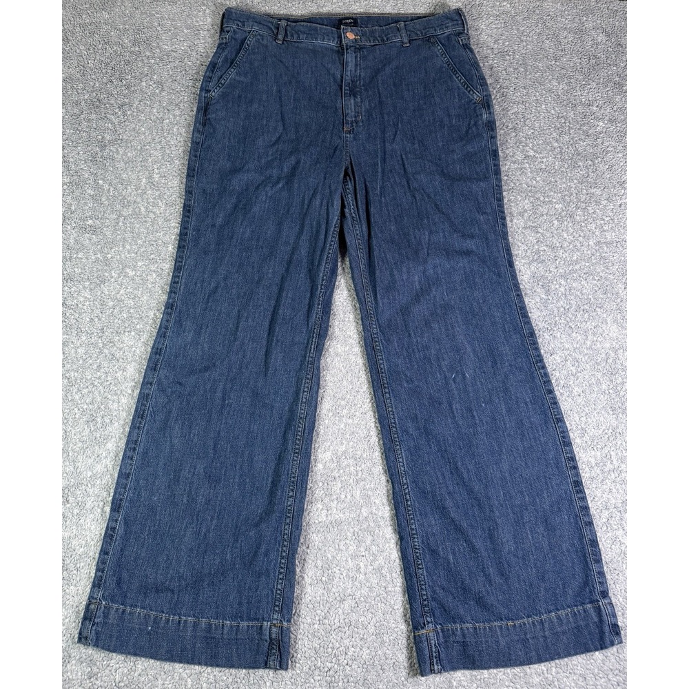 J.Crew Drapey Wide Leg Blue Denim Jeans High Rise Womens 31 BL905 30" Inseam